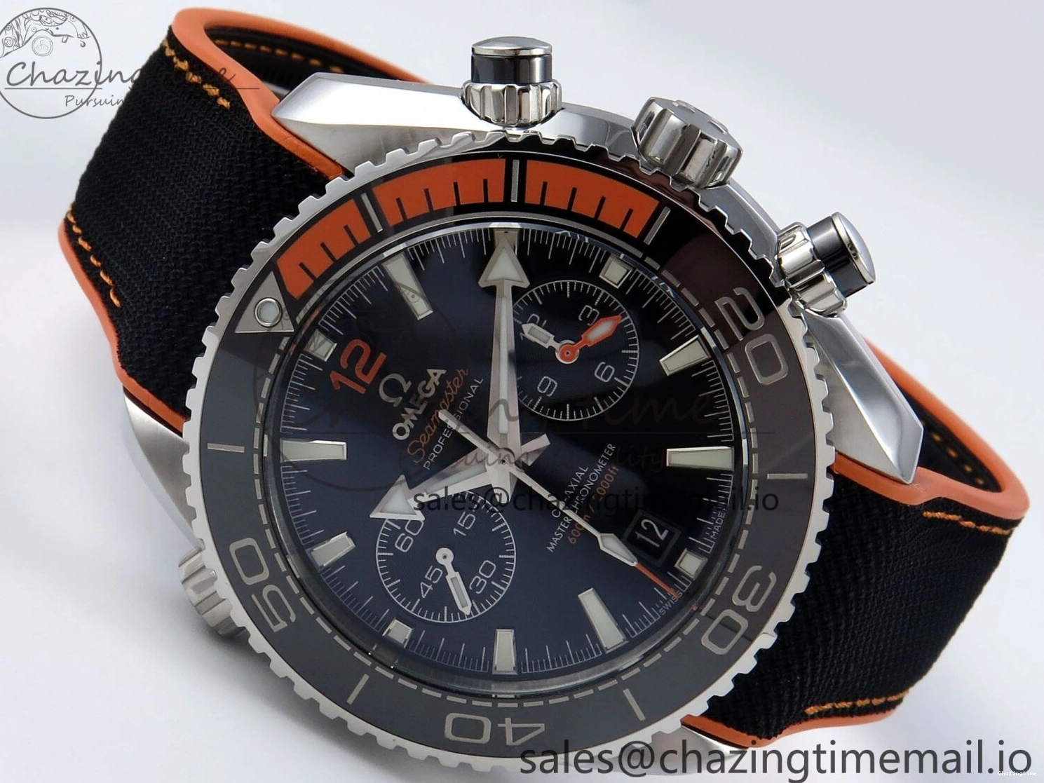 0112 Planet Ocean Master Chronometer 600M 45.5mm SS SCF 1:1 Best Edition Black Orange Bezel Black Dial on Black Rubber Strap A9900 Super Clone ModernLook 7667